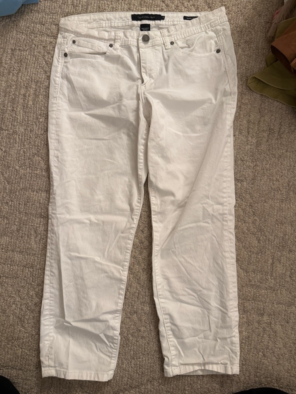 White Cropped-Leg Jeans